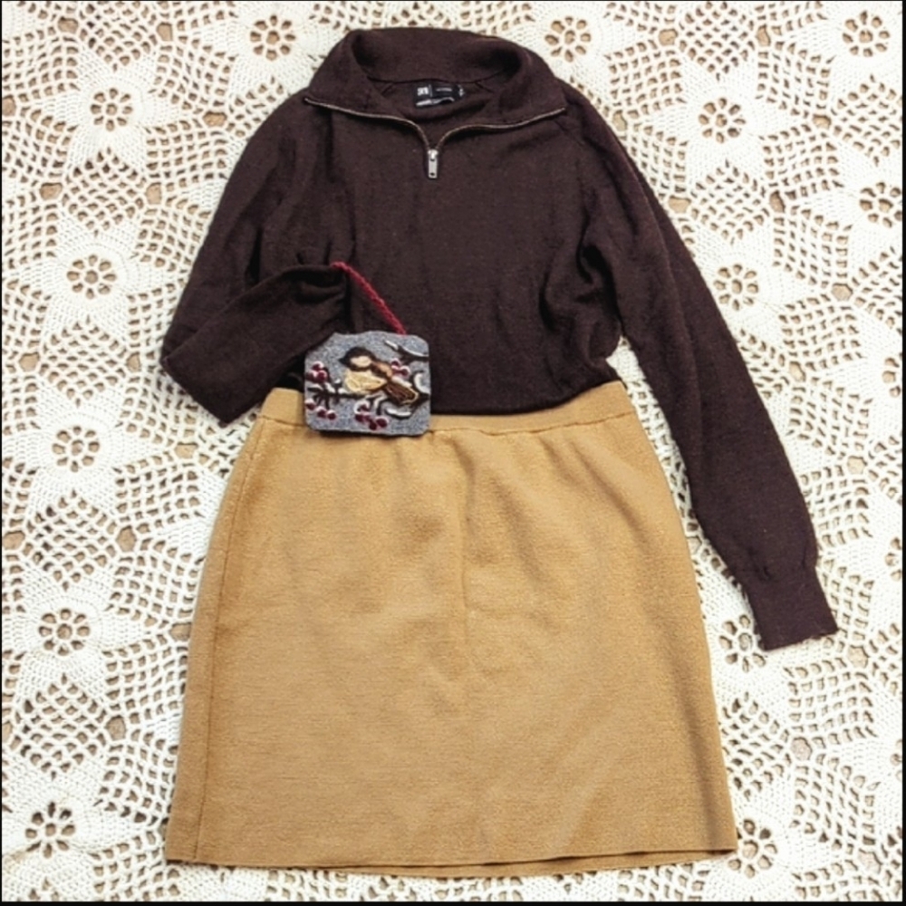 Simons 100% Merino Wool Half Zip Neutral Sweater